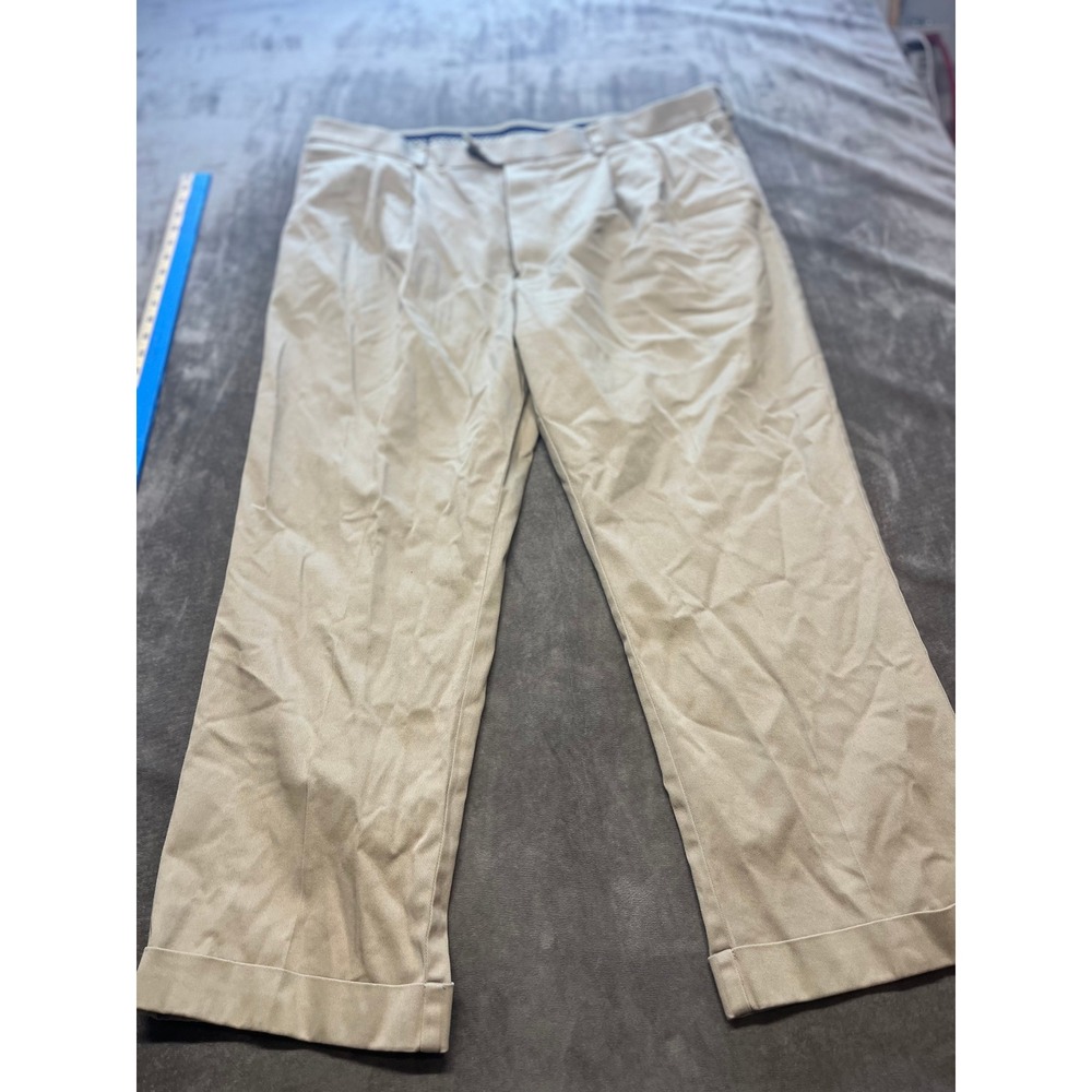 Travel Smart Roundtree Yorke Mens Beige‎ Pleated Front Dress Pants 42x28